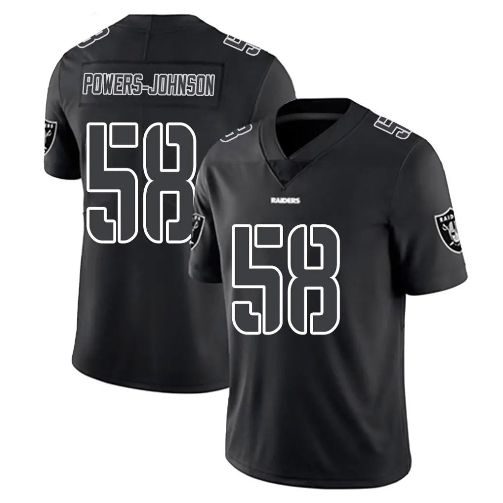 LV.Raiders #58 Jackson Powers-Johnson Player Black Limited Black Impact Home Game Gdoa Stitched Jerseys