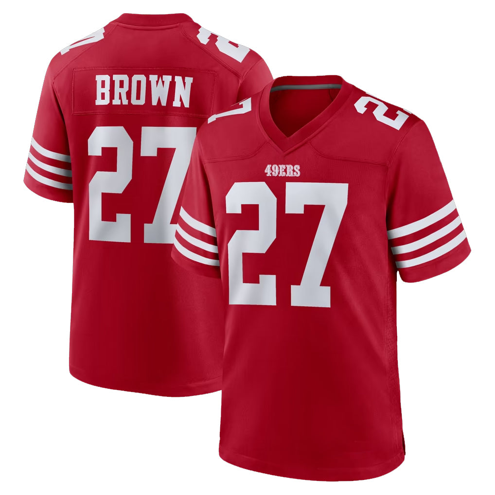 SF.49ers #27 Ji'Ayir Brown Player Red Game Home Gdoa Stitched Jerseys