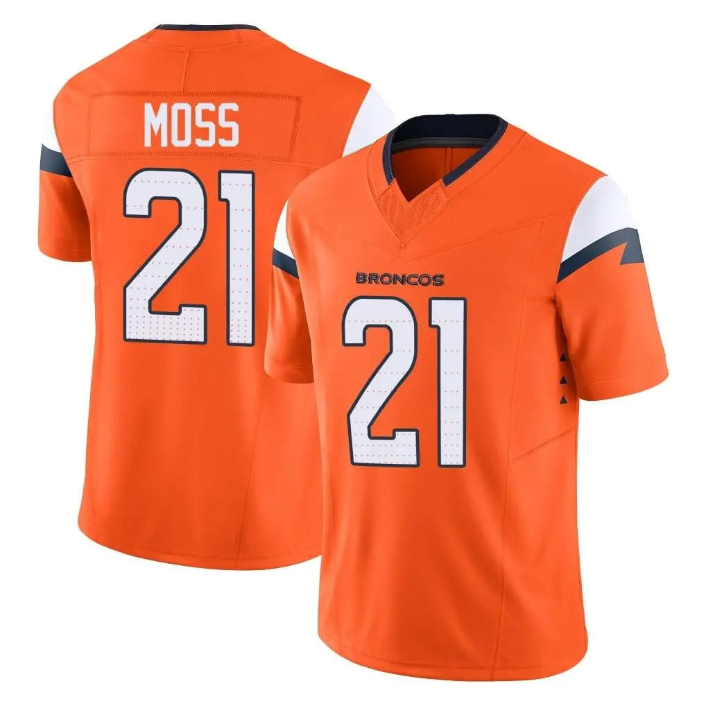 D.Broncos #21 Riley Moss Player Orange Vapor F.U.S.E. Limited Home Game Gdoa Stitched Jerseys