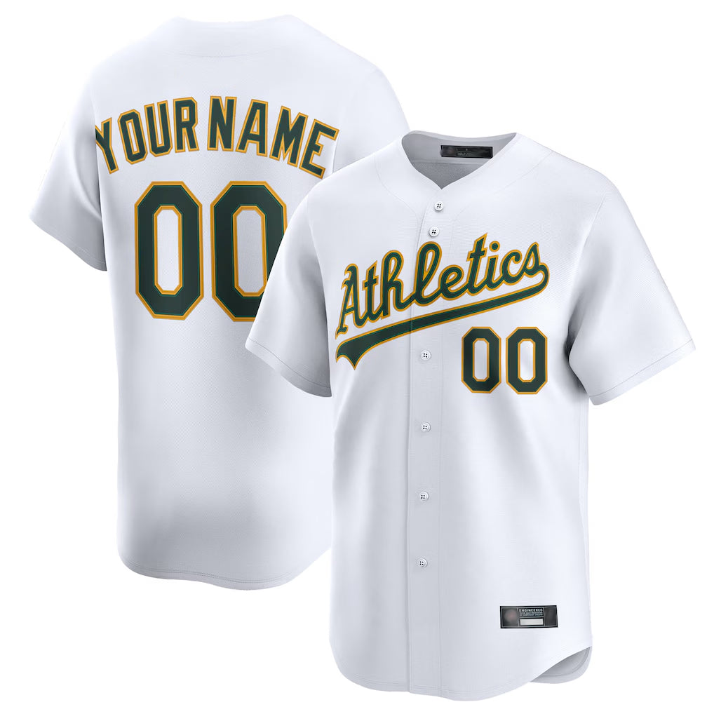 Custom Athletics White Limited Home Game Any name & number Gdoa Stitched Jerseys