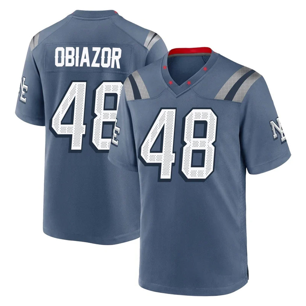 NE.Patriots #48 Namdi Obiazor Player Blue Rivalries Collection Home Game Gdoa Stitched Jerseys