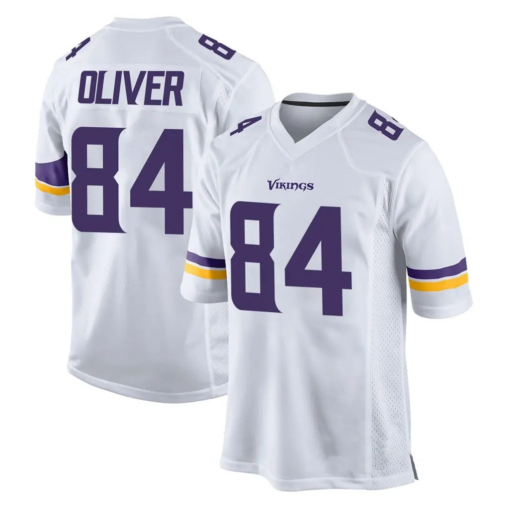 M.Vikings #84 Josh Oliver Player White Home Game Gdoa Stitched Jerseys
