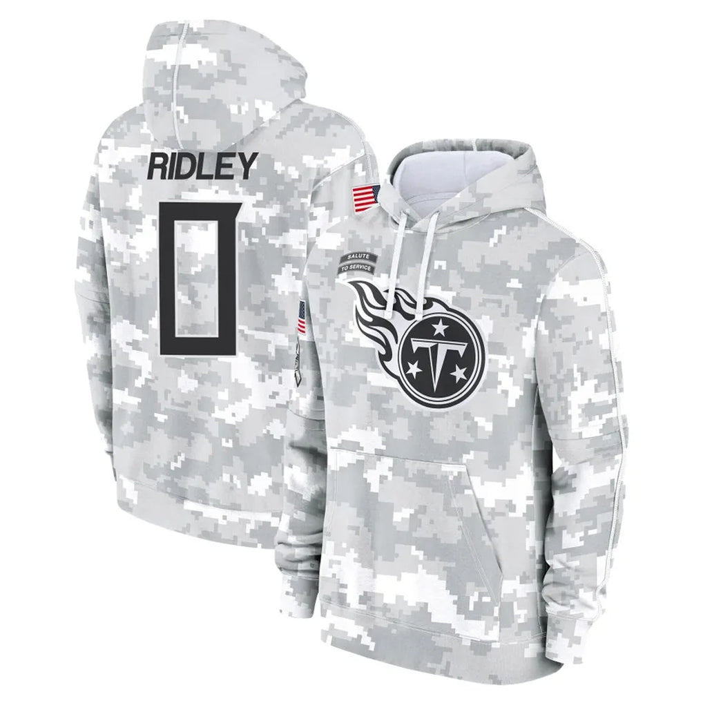 T.Titans #0 Calvin Ridley Player Camo Arctic Salute to Service Pullover Hoodies Home Game Gdoa Stitched Jerseys