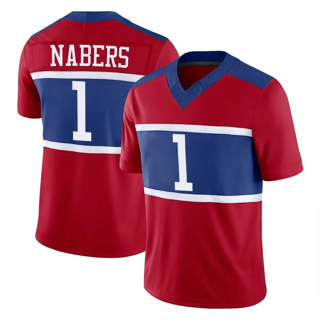 NY.Giants #1 Malik Nabers Player Red Century Vapor F.U.S.E. Home Game Gdoa Stitched Jerseys