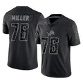 D.Lions #76 Blake Miller Player Black Reflective Limited Home Game Gdoa Stitched Jerseys