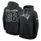 NE.Patriots #38 Rhamondre Stevenson Player 2026 Black Logo Pullover Hoodies Limited Game Gdoa Stitched Jerseys
