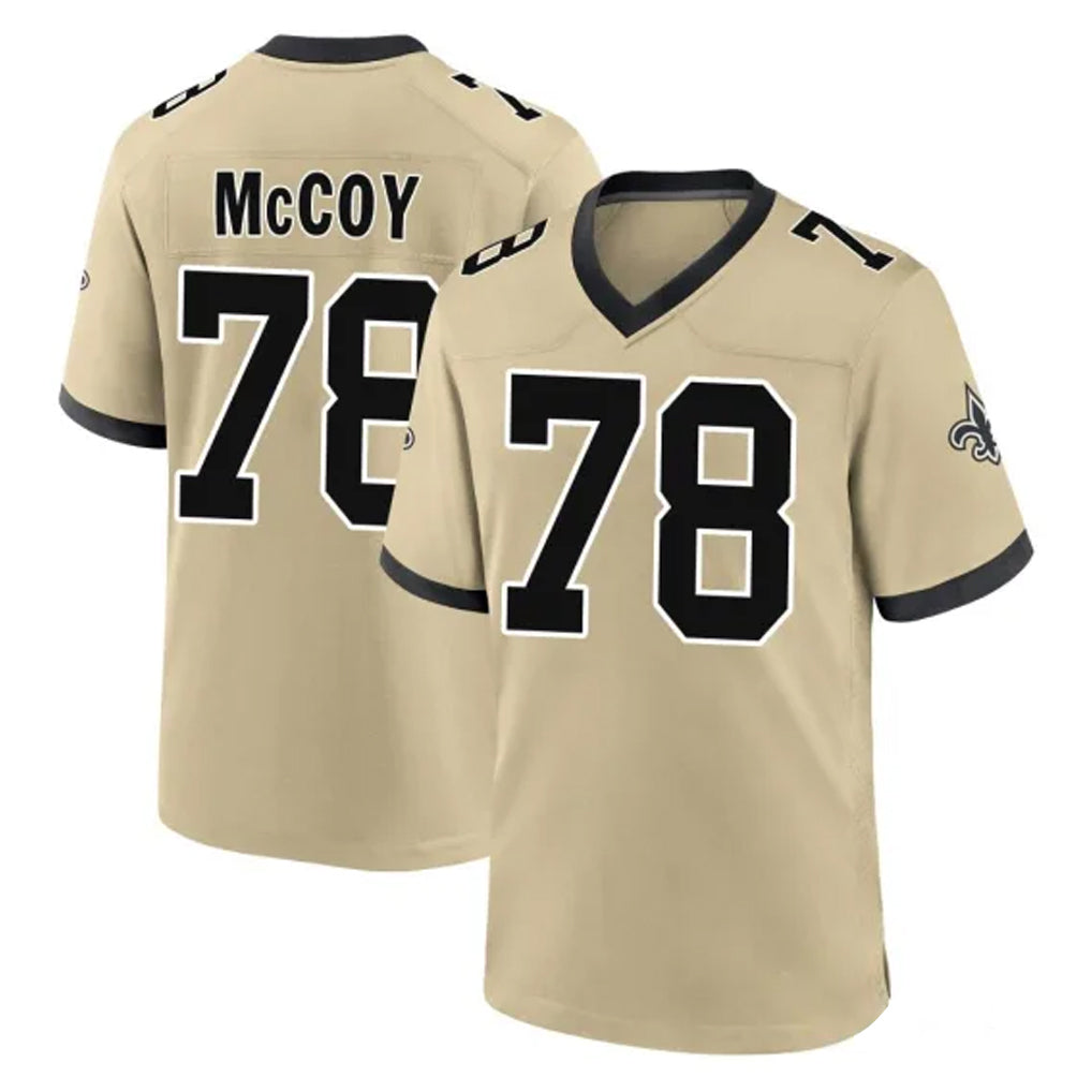NO.Saints #78 Erik McCoy Player Gold Home Game Gdoa Stitched Jerseys