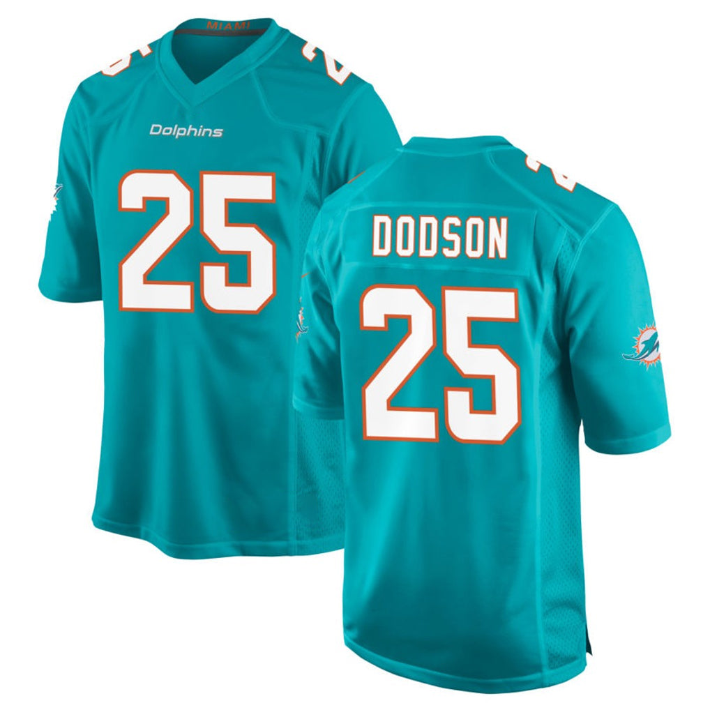 M.Dolphins #25 Tyrel Dodson Player Aqua Home Game Gdoa Stitched Jerseys