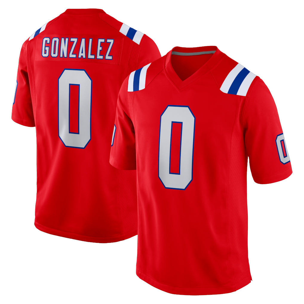 NE.Patriots #0 Christian Gonzalez Player Red Home Game Gdoa Stitched Jerseys