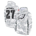 P.Eagles #27 Quinyon Mitchell Player Arctic Camo Salute to Service Pullover Hoodies Limited Game Gdoa Stitched Jerseys