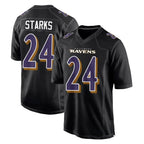 B.Ravens #24 Malaki Starks Player Black Carbon Fashion Home Game Gdoa Stitched Jerseys