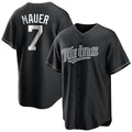 M.Twins #7 Joe Mauer Player Black Home Game Fdoa Stitched Jerseys