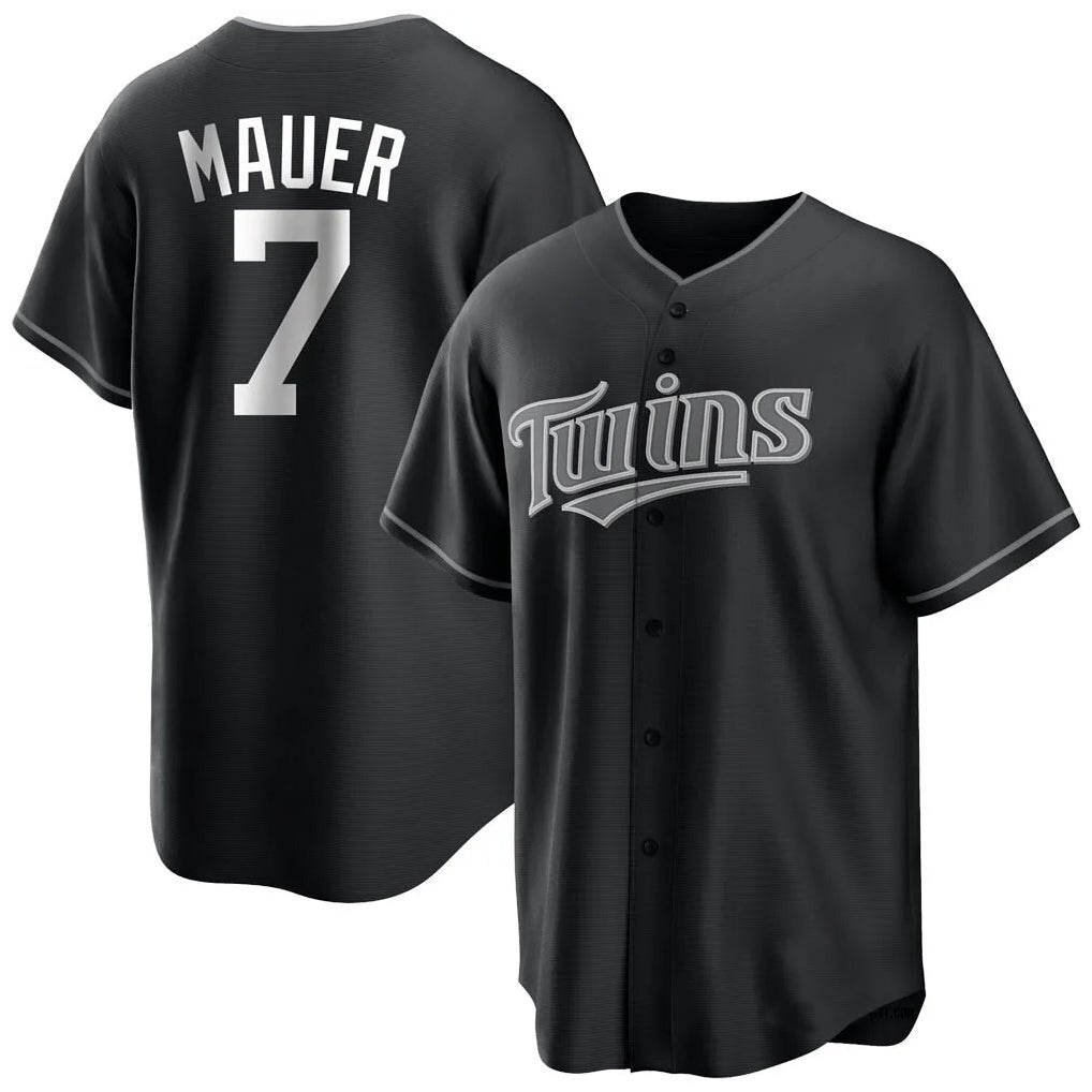 M.Twins #7 Joe Mauer Player Black Home Game Fdoa Stitched Jerseys
