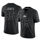 KC.Chiefs #95 Chris Jones Player Black Limited Reflective Game Gdoa Stitched Jerseys