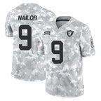 LV.Raiders #9 Jalen Nailor Player Arctic Camo Salute To Service Limited Game Gdoa Stitched Jerseys