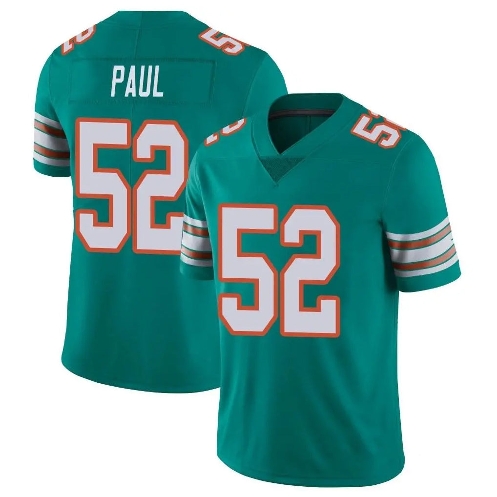 M.Dolphins #52 Patrick Paul Player Aqua Limited Alternate Vapor Untouchable Home Game Gdoa Stitched Jerseys