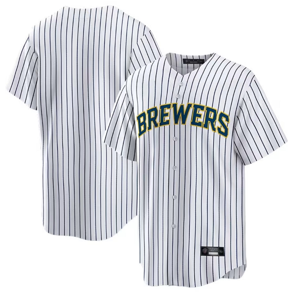 M.Brewers ## Brewers Blank Player White Stripes Home Game Fdoa Stitched Jerseys