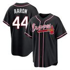 A.Braves #44 Hank Aaron Player Black Fashion Out Game Gdoa Stitched Jerseys