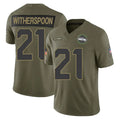 S.Seahawks #21 Devon Witherspoon Player Olive 2025 Salute To Service Limited Home Game Gdoa Stitched Jerseys
