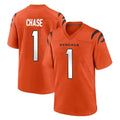 C.Bengals #1 Ja'Marr Chase Player Orange Home Game Gdoa Stitched Jerseys