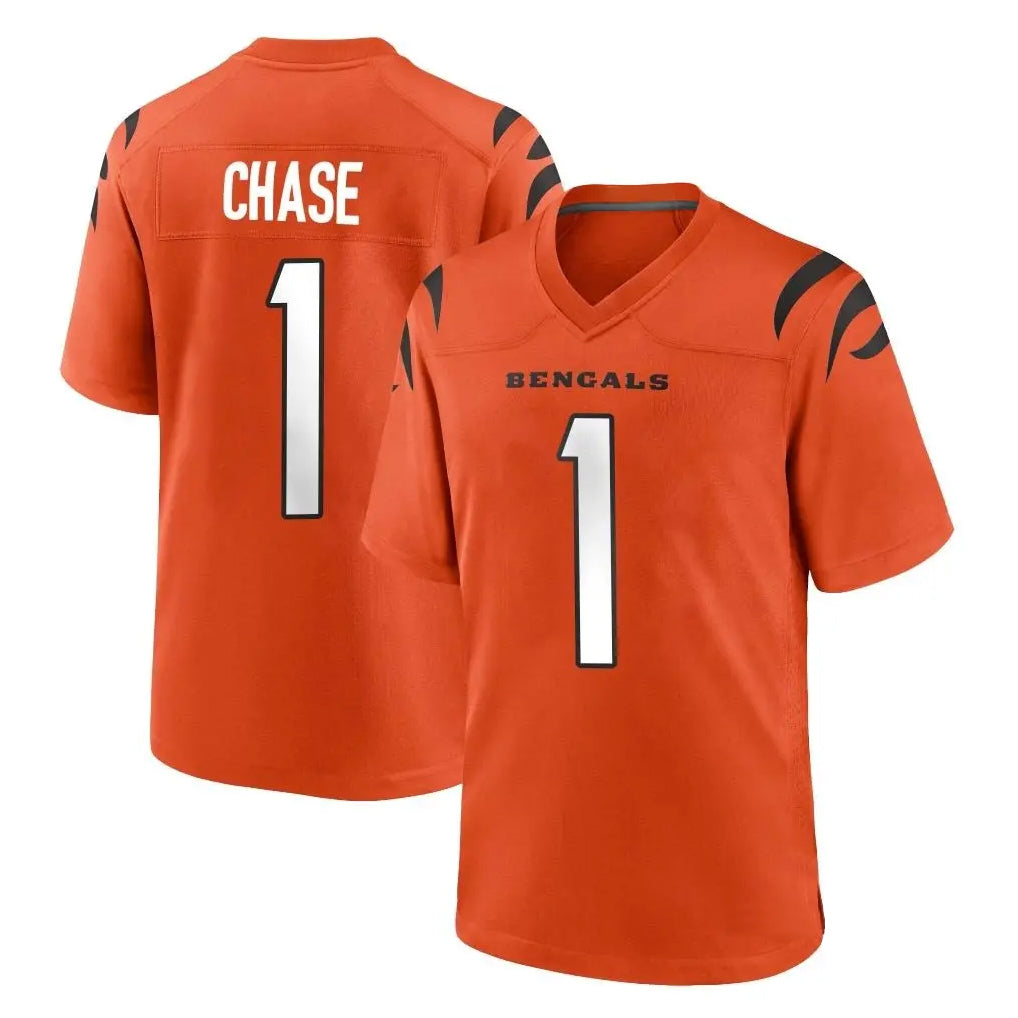 C.Bengals #1 Ja'Marr Chase Player Orange Home Game Gdoa Stitched Jerseys