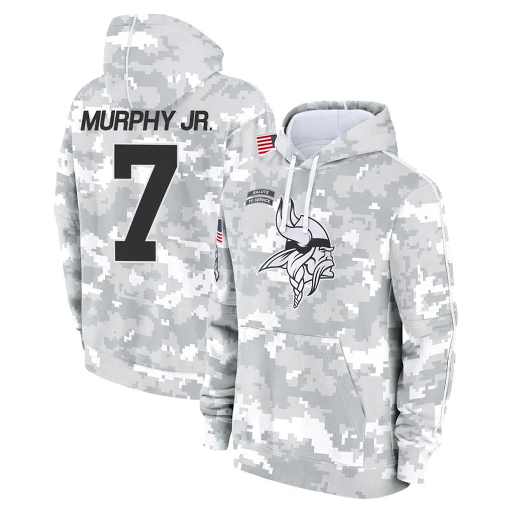 M.Vikings #7 Byron Murphy Jr. Player Arctic Camo Salute to Service Pullover Hoodies Limited Game Gdoa Stitched Jerseys