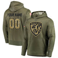 Custom B.Ravens Olive Salute to Service Pullover Hoodie Any Name & Numbers Gdoa Stitched Jerseys