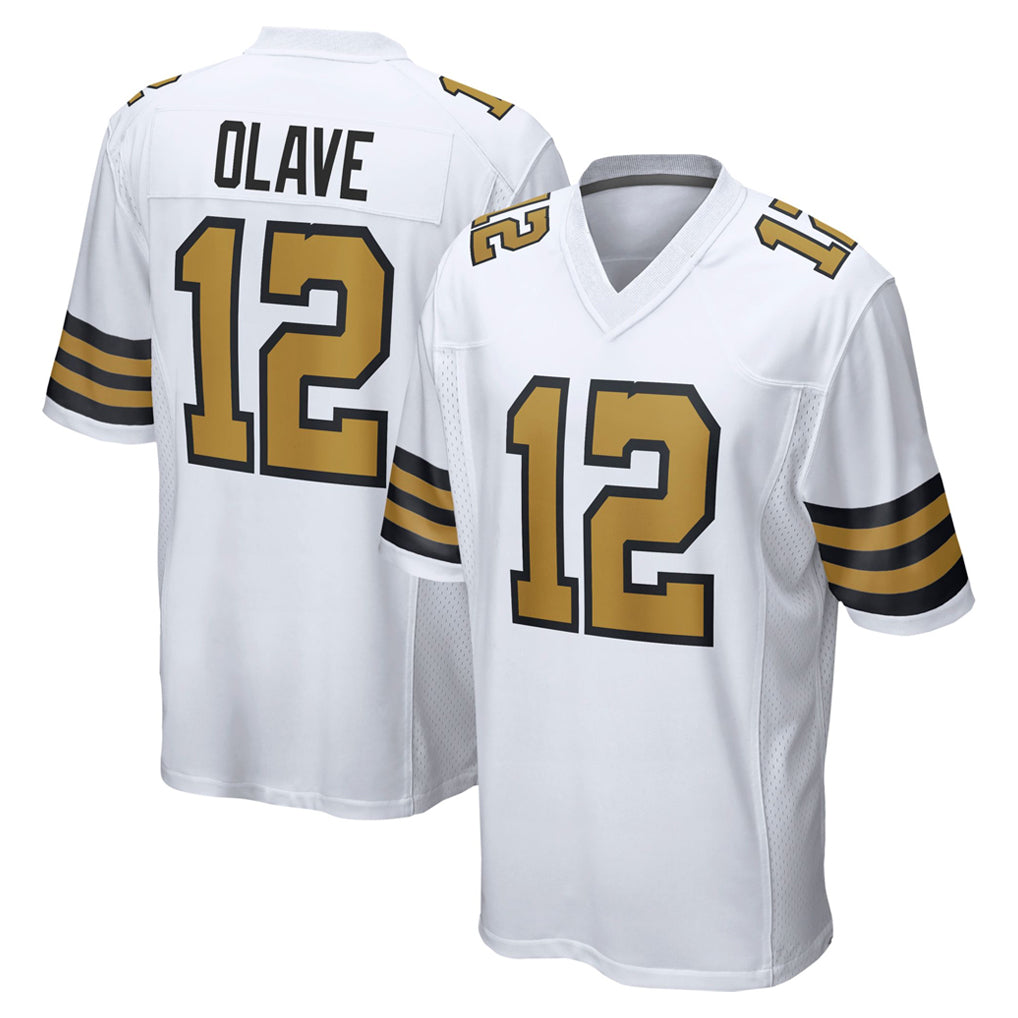NO.Saints #12 Chris Olave Player White Alternate Home Game Gdoa Stitched Jerseys