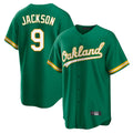 Athletics #9 Reggie Jackson Player Kelly Green Home Game Gdoa Stitched Jerseys