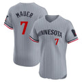M.Twins #7 Joe Mauer Player Gray Home Limited Elite Fdoa Stitched Jerseys