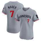 M.Twins #7 Joe Mauer Player Gray Home Limited Elite Fdoa Stitched Jerseys