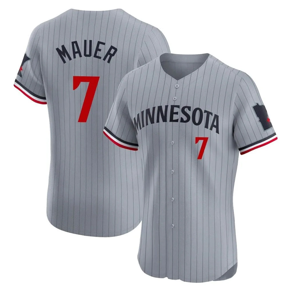 M.Twins #7 Joe Mauer Player Gray Home Limited Elite Fdoa Stitched Jerseys