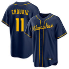 M.Brewers #11 Jackson Chourio Player Navy Home Game Fdoa Stitched Jerseys