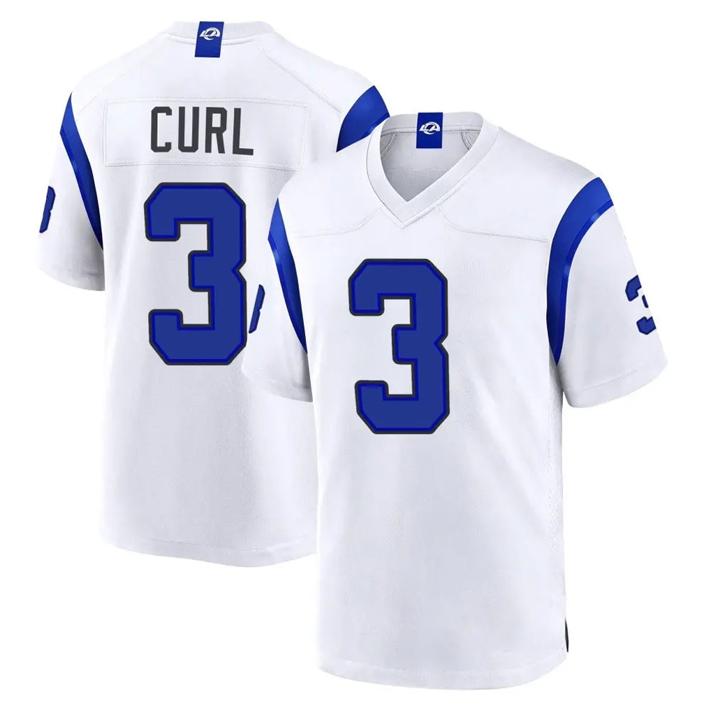 LA.Rams #3 Kam Curl Player White Fearsome Home Game Gdoa Stitched Jerseys
