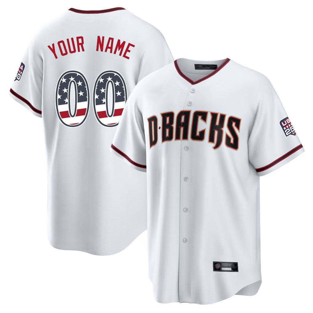 Custom A.Diamondbacks White USA 250 Fourth of July Limited Home Game Any Name & Number Gdoa Stitched Jerseys