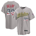 Athletics #20 Zack Gelof Player Gray USA 250 Fourth of July Home Game Gdoa250Ys Stitched Jerseys