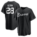 A.Braves #28 Matt Olson Player Black Home Game Gdoa Stitched Jerseys