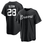 A.Braves #28 Matt Olson Player Black Home Game Gdoa Stitched Jerseys