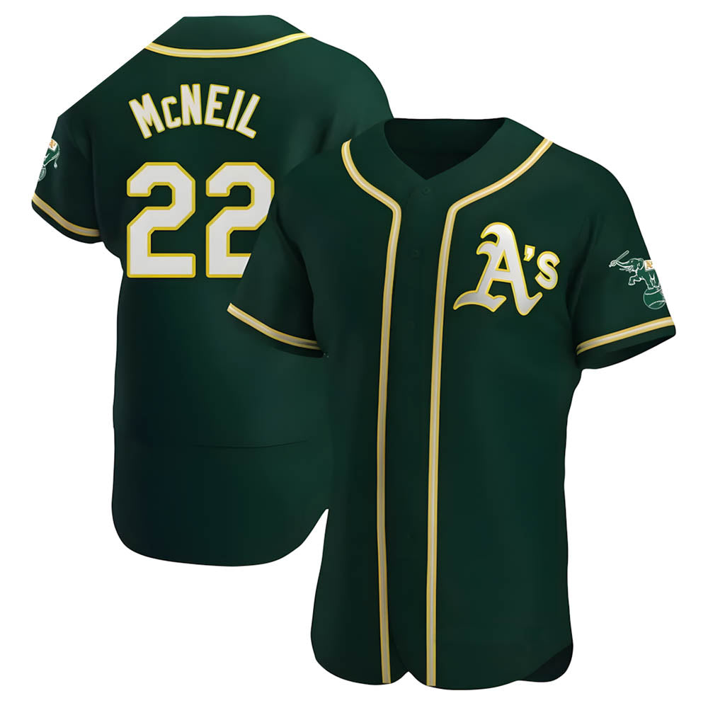 Athletics #22 Jeff McNeil player Green Authentic Alternate Stitched Jersey