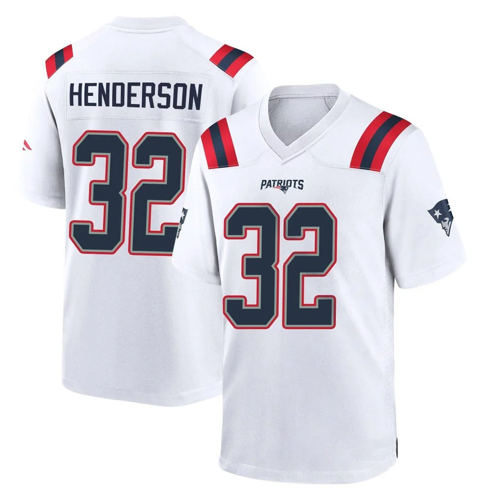 NE.Patriots #32 TreVeyon Henderson Player White Home Game Gdoa Stitched Jerseys