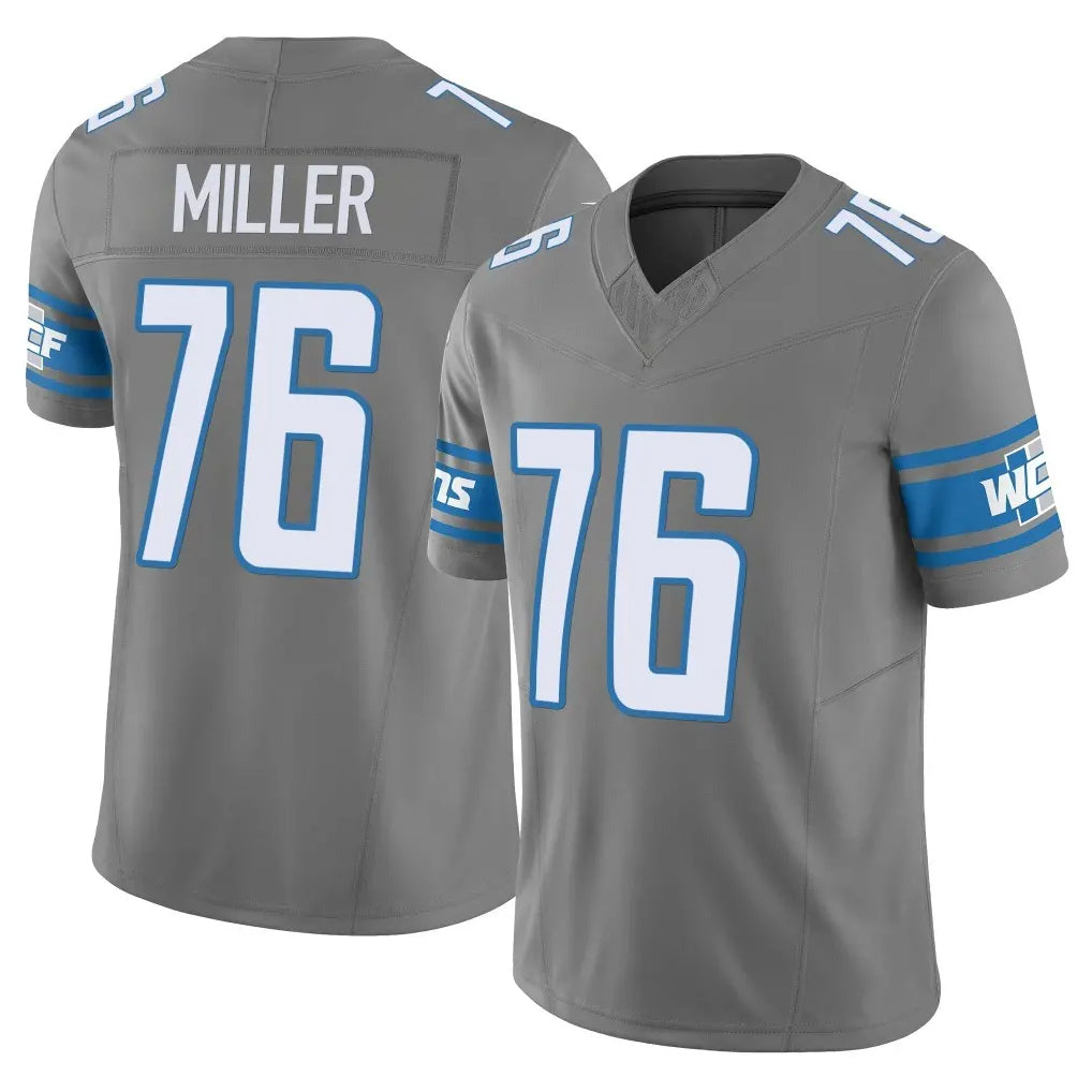 D.Lions #76 Blake Miller Player Gray Vapor F.U.S.E. Limited Home Game Gdoa Stitched Jerseys