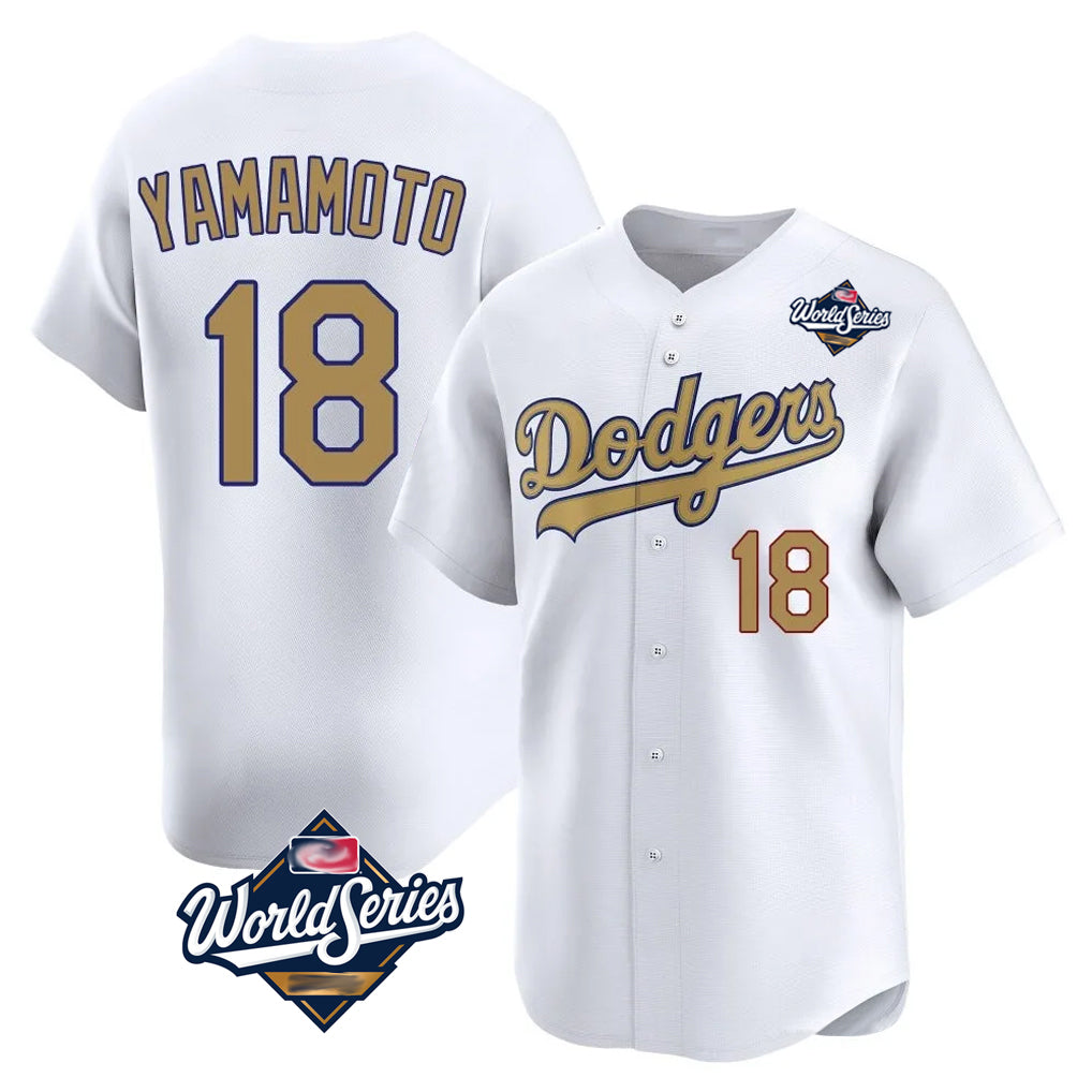 LA.Dodgers #18 Yoshinobu Yamamoto Player Gold World Series Collection Limited Home Fdoa Stitched Jerseys