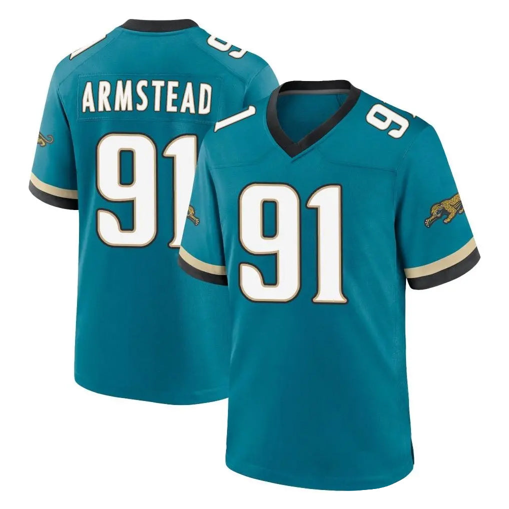 J.Jaguars #91 Arik Armstead Player Teal Prowler Throwback Limited Home Game Gdoa Stitched Jerseys