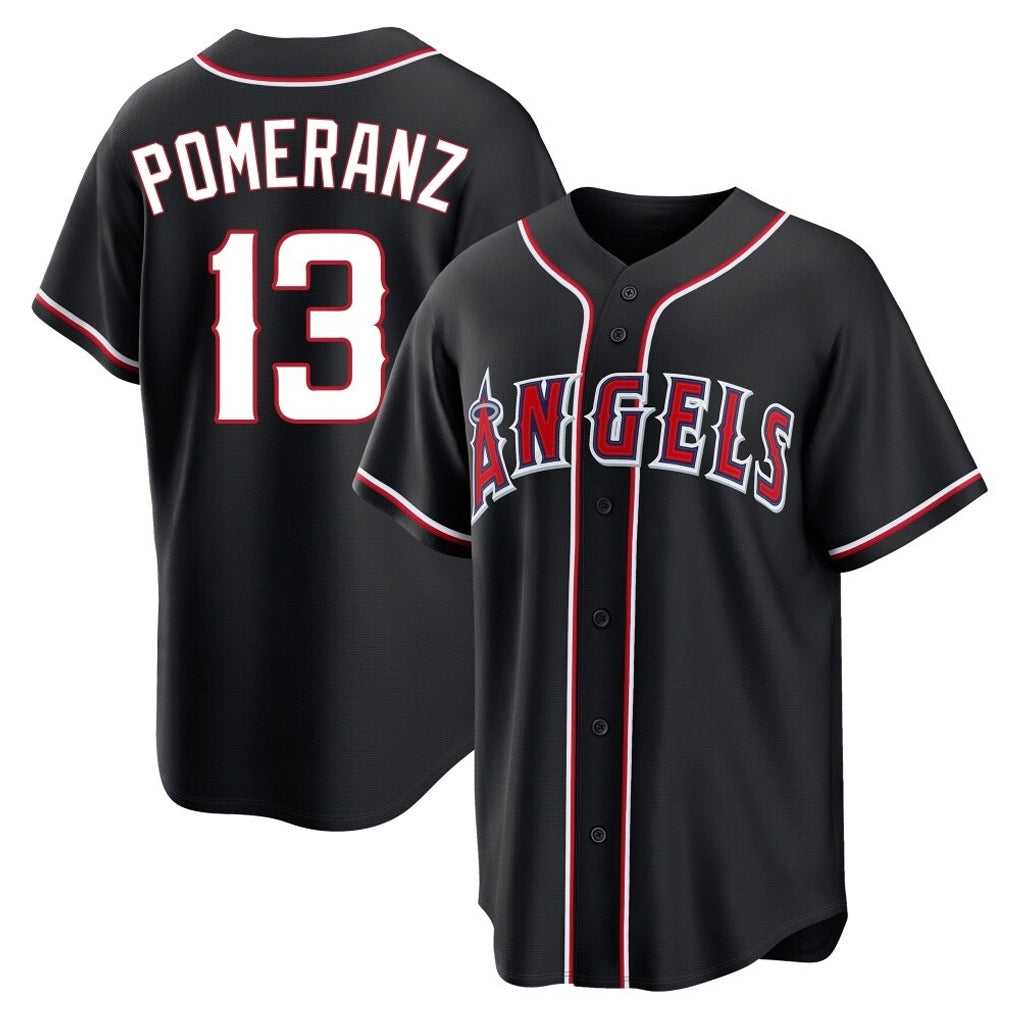 LA.Angels #13 Drew Pomeranz Player Black Fashion Out Home Game Fdoa Stitched Jerseys