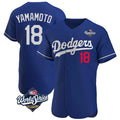 LA.Dodgers #18 Yoshinobu Yamamoto Player Royal World Series Limited Elite Home Fdoa Stitched Jerseys