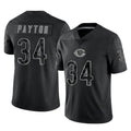 C.Bears #34 Walter Payton Player Black REFLECTIVE Limited Game Gdoa Stitched Jerseys