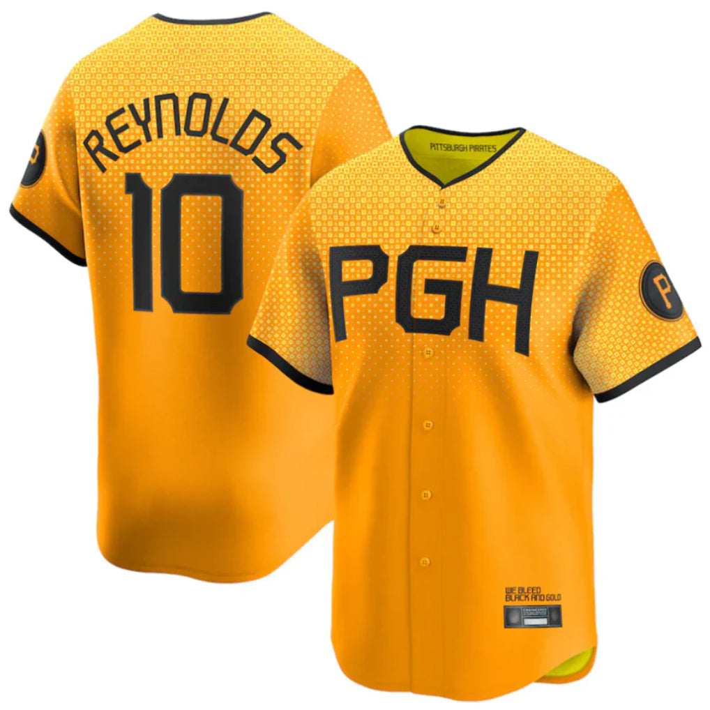 P.Pirates #10 Bryan Reynolds Player Gold City Connect Home Game Fdoa Stitched Jerseys