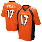 D.Broncos #17 Jaylen Waddle Player Orange Color Home Game Gdoa Stitched Jerseys