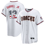 A.Diamondbacks #12 Lourdes Gurriel Jr Player White USA 250 Fourth of July Home Game Gdoa250Ys Stitched Jerseys