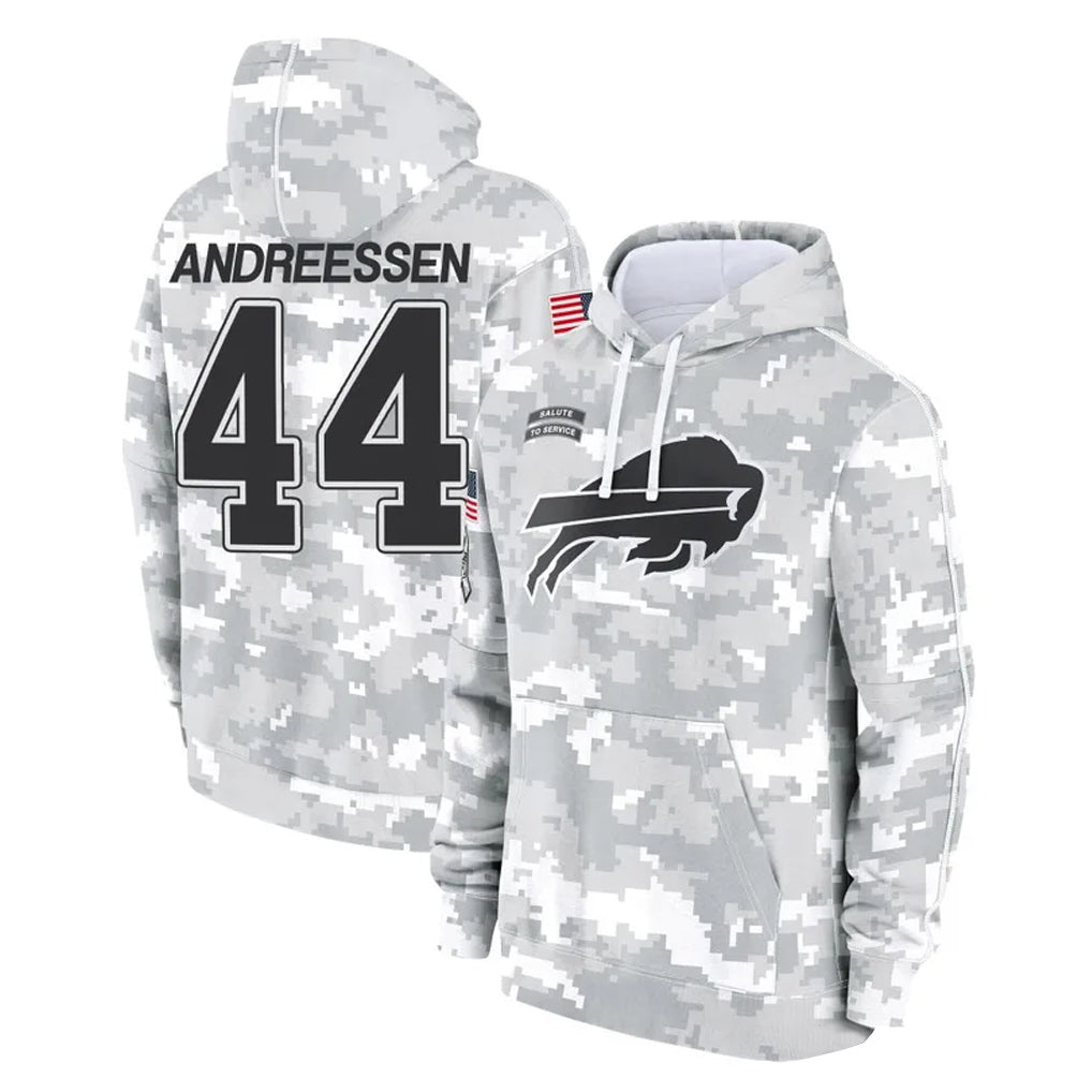 B.Bills #44 Joe Andreessen Player Arctic Camo Salute to Service Hoodies Limited Gdoa Stitched Jerseys